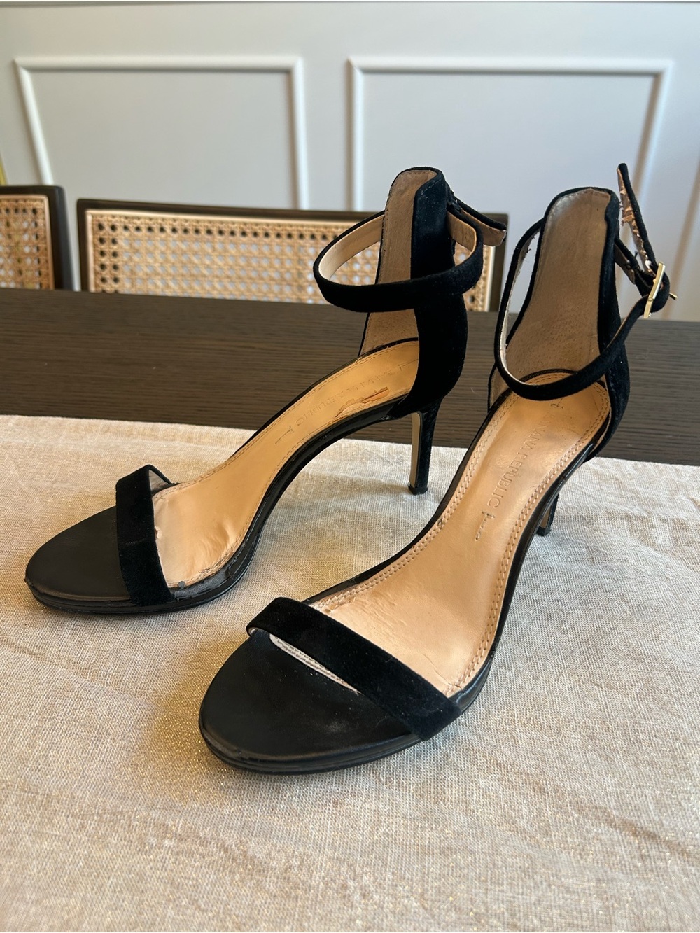 Banana Republic Black Suede Ankle Strap Heels – Size 6